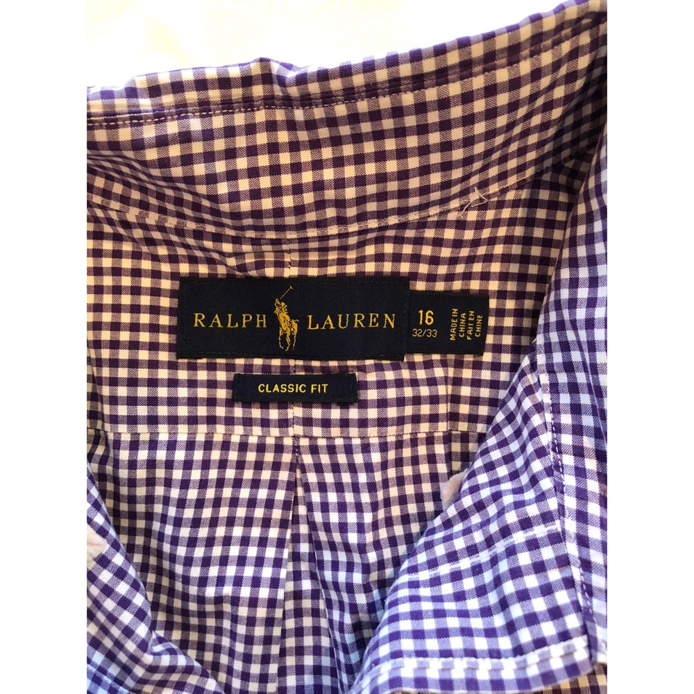 Ralph Lauren Men’s Dress Large, Purple Gingham